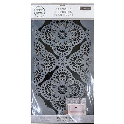 Redesign 3D Stencil - DOILIES (39.37cm x 71.12cm) - Rustic Farmhouse Charm