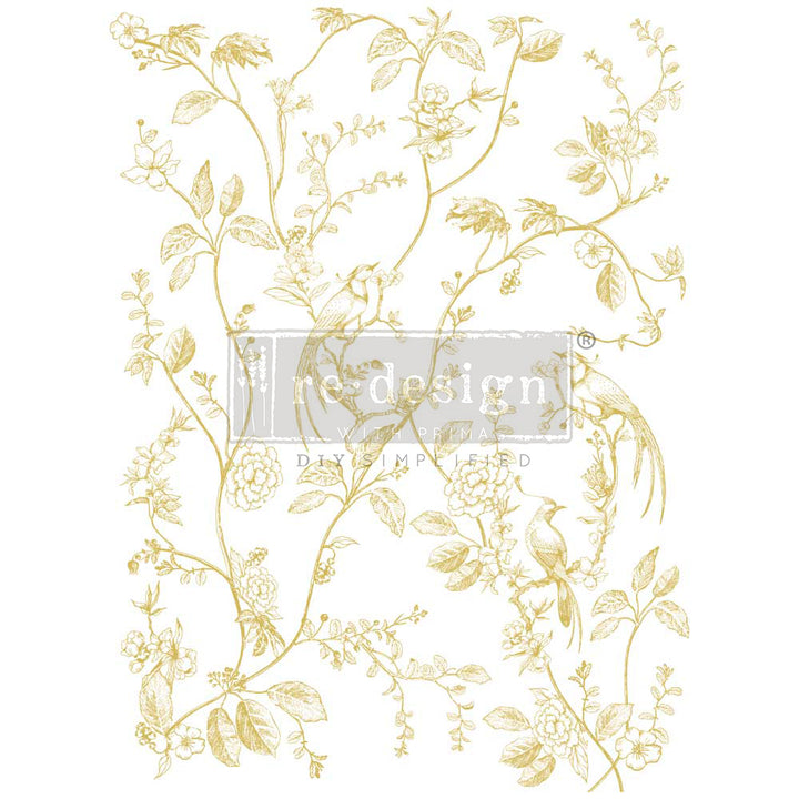 NEW! Redesign Kacha Gold Foil Transfer - A BIRD SONG (45.72cm x 60.96cm) - Rustic Farmhouse Charm