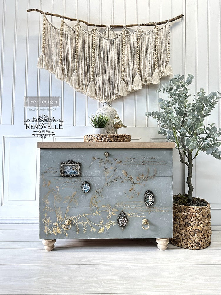 NEW! Redesign Kacha Gold Foil Transfer - A BIRD SONG (45.72cm x 60.96cm) - Rustic Farmhouse Charm