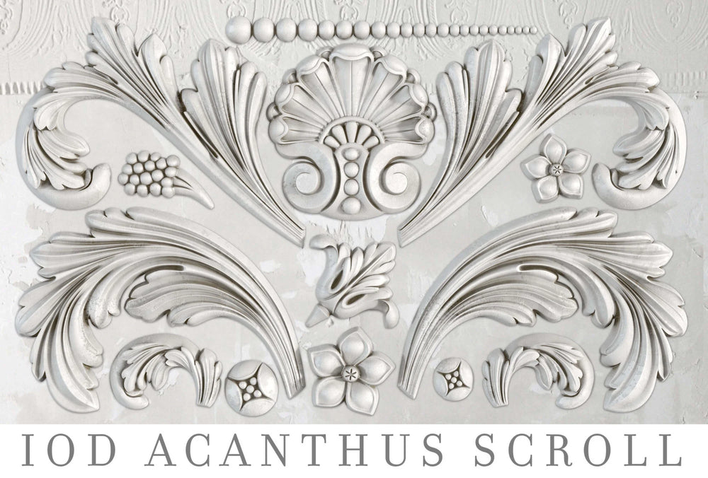 ACANTHUS SCROLL Mould by IOD (6"x10", 15.24cm x 25.4cm) - Rustic Farmhouse Charm