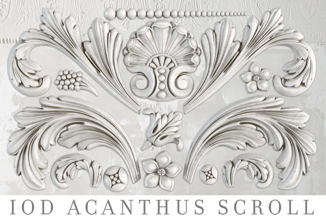ACANTHUS SCROLL Mould by IOD (6"x10", 15.24cm x 25.4cm) - Rustic Farmhouse Charm