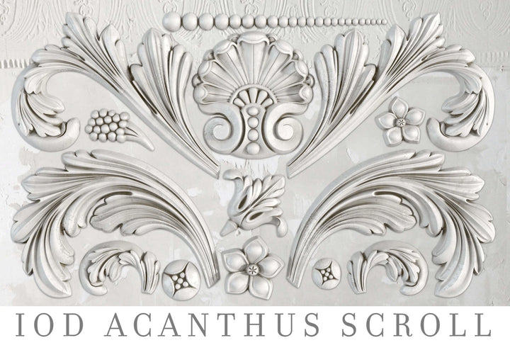 ACANTHUS SCROLL Mould by IOD (6"x10", 15.24cm x 25.4cm) - Rustic Farmhouse Charm