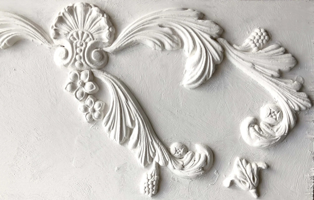 ACANTHUS SCROLL Mould by IOD (6"x10", 15.24cm x 25.4cm) - Rustic Farmhouse Charm