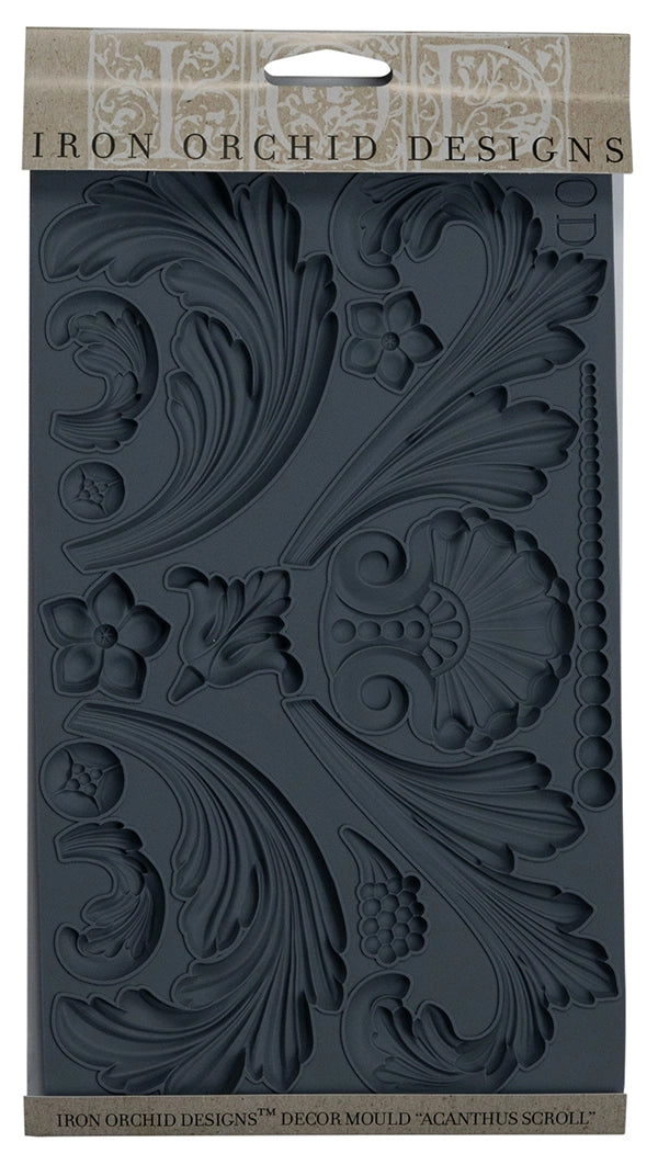 ACANTHUS SCROLL Mould by IOD (6"x10", 15.24cm x 25.4cm) - Rustic Farmhouse Charm