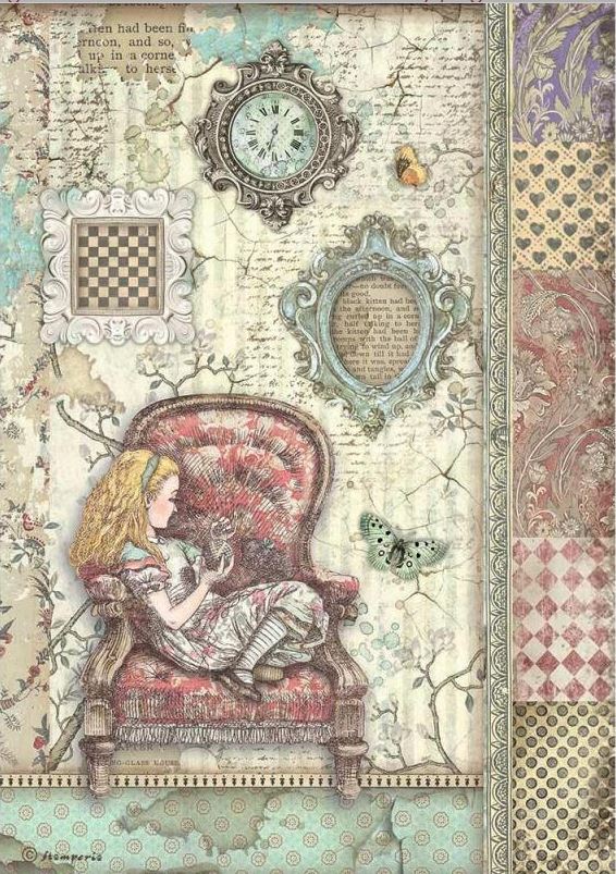 ALICE CHAIR Rice Paper by Stamperia (A4) - Rustic Farmhouse Charm
