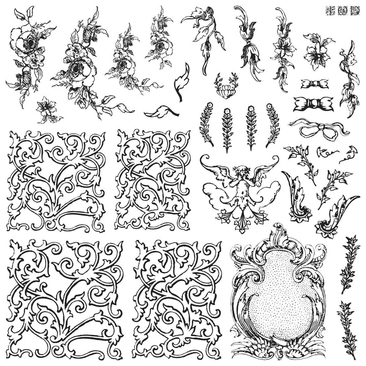 ALPHABELLIES Stamp by IOD (12"x12", 30.48cm x 30.48cm) - Rustic Farmhouse Charm