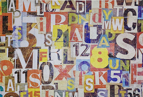 Decoupage Tissue Paper - Alphanumeric Collage (50.8cm x 76.2cm) - Rustic Farmhouse Charm