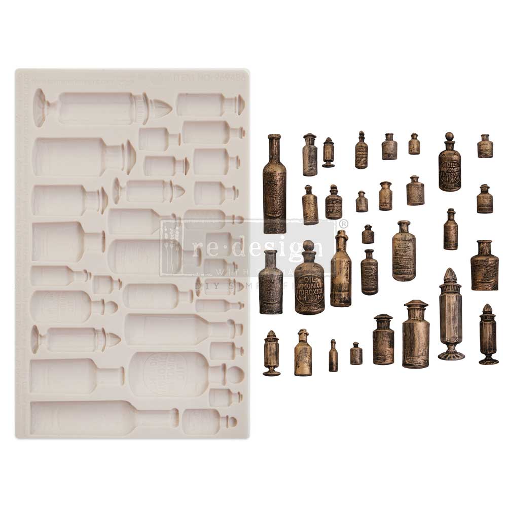 NEW! APOTHECARY BOTTLES Mould by Finnabair - Rustic Farmhouse Charm