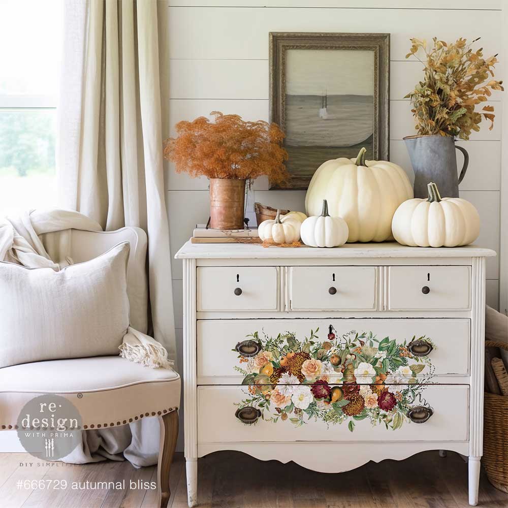Redesign Maxi Transfer - AUTUMNAL BLISS (2 sheets, each 30.48cm x 30.48cm) - Rustic Farmhouse Charm