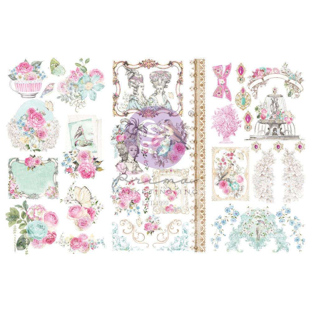 Prima Small Transfer - AVEC AMOUR (3 sheets, each 15.24cm x 30.48cm) - Rustic Farmhouse Charm