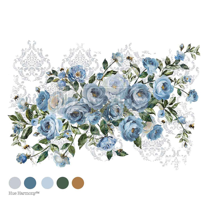 NEW! Redesign Transfer - AZURE BLOSSOM (60.96cm x 88.9cm) - Rustic Farmhouse Charm