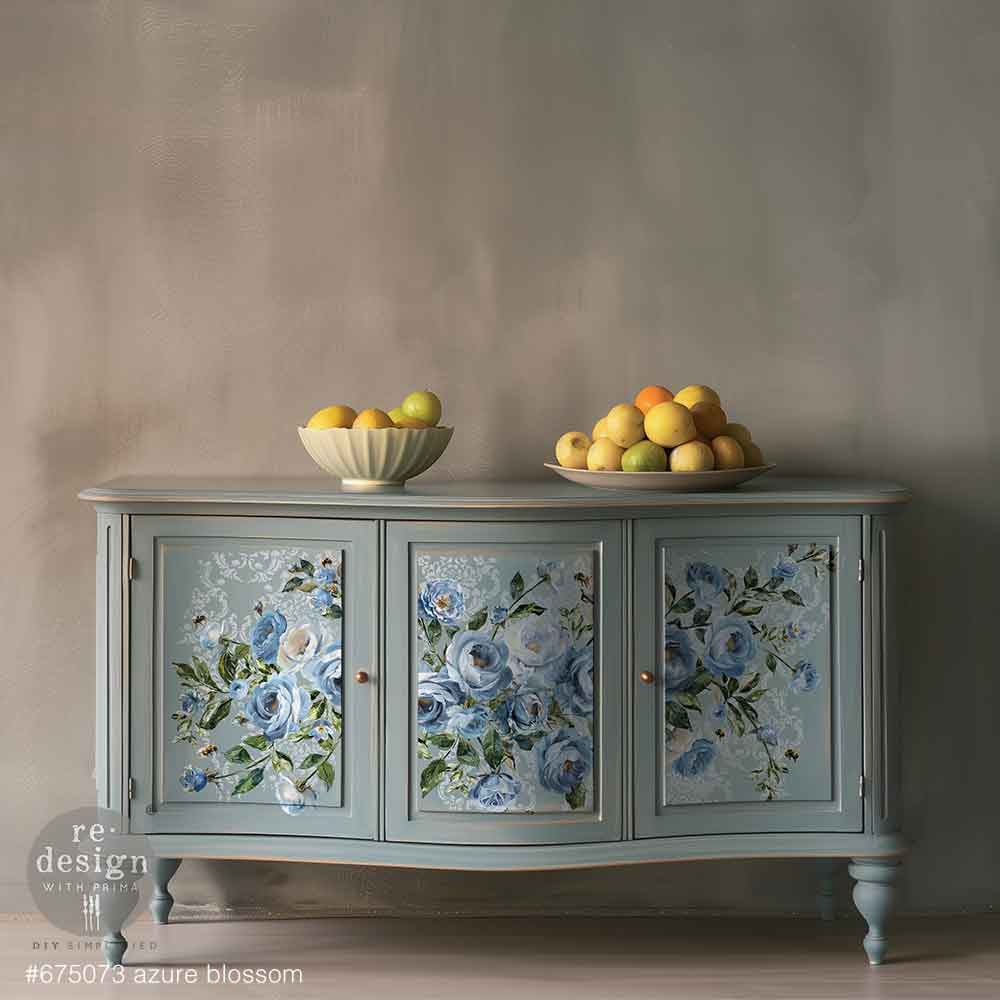 NEW! Redesign Transfer - AZURE BLOSSOM (60.96cm x 88.9cm) - Rustic Farmhouse Charm