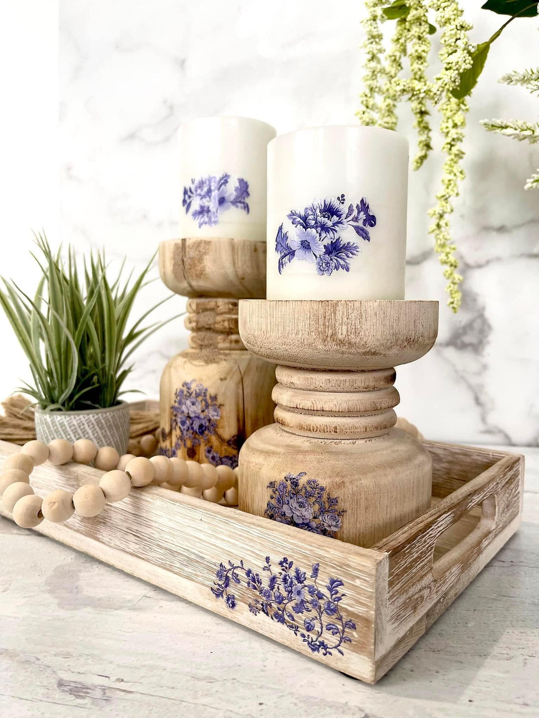 Redesign H20 Transfer - AZURE FLORALS II (2 sheets, each 21.59cm x 27.94cm) - Rustic Farmhouse Charm
