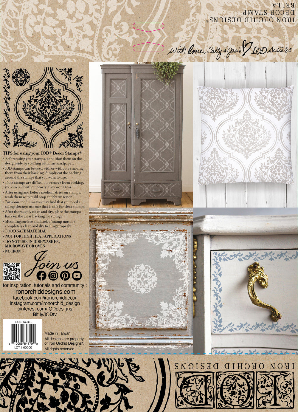 BELLA Stamp by IOD (12"x12", 30.48cm x 30.48cm) - Rustic Farmhouse Charm