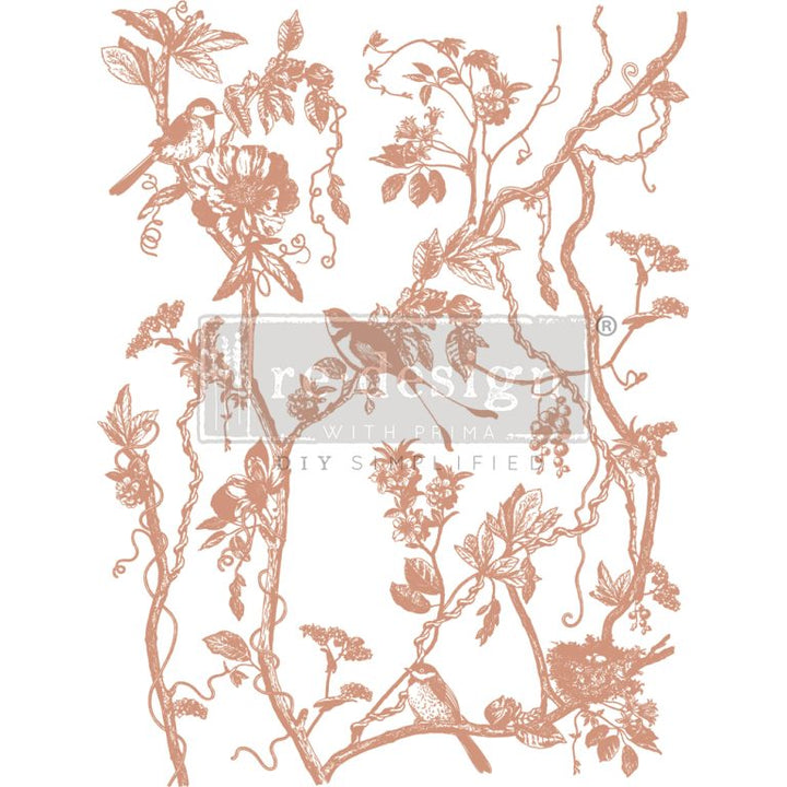 NEW! Redesign Kacha Copper Foil Transfer - BIRD WATCHING (45.72cm x 60.96cm) - Rustic Farmhouse Charm