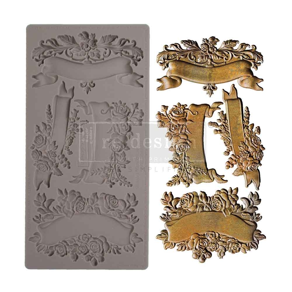 NEW! Redesign Mould - BLOOMING BANNERS (5" x 10") - Rustic Farmhouse Charm