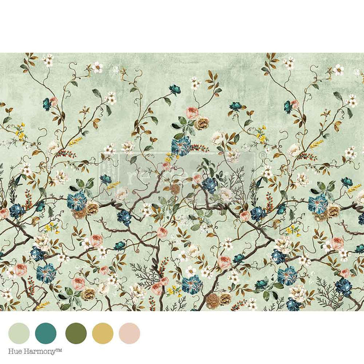NEW! Redesign A1 Decoupage Fibre Paper - BLOSSOM PERCH (59.44cm x 84.07cm) - Rustic Farmhouse Charm
