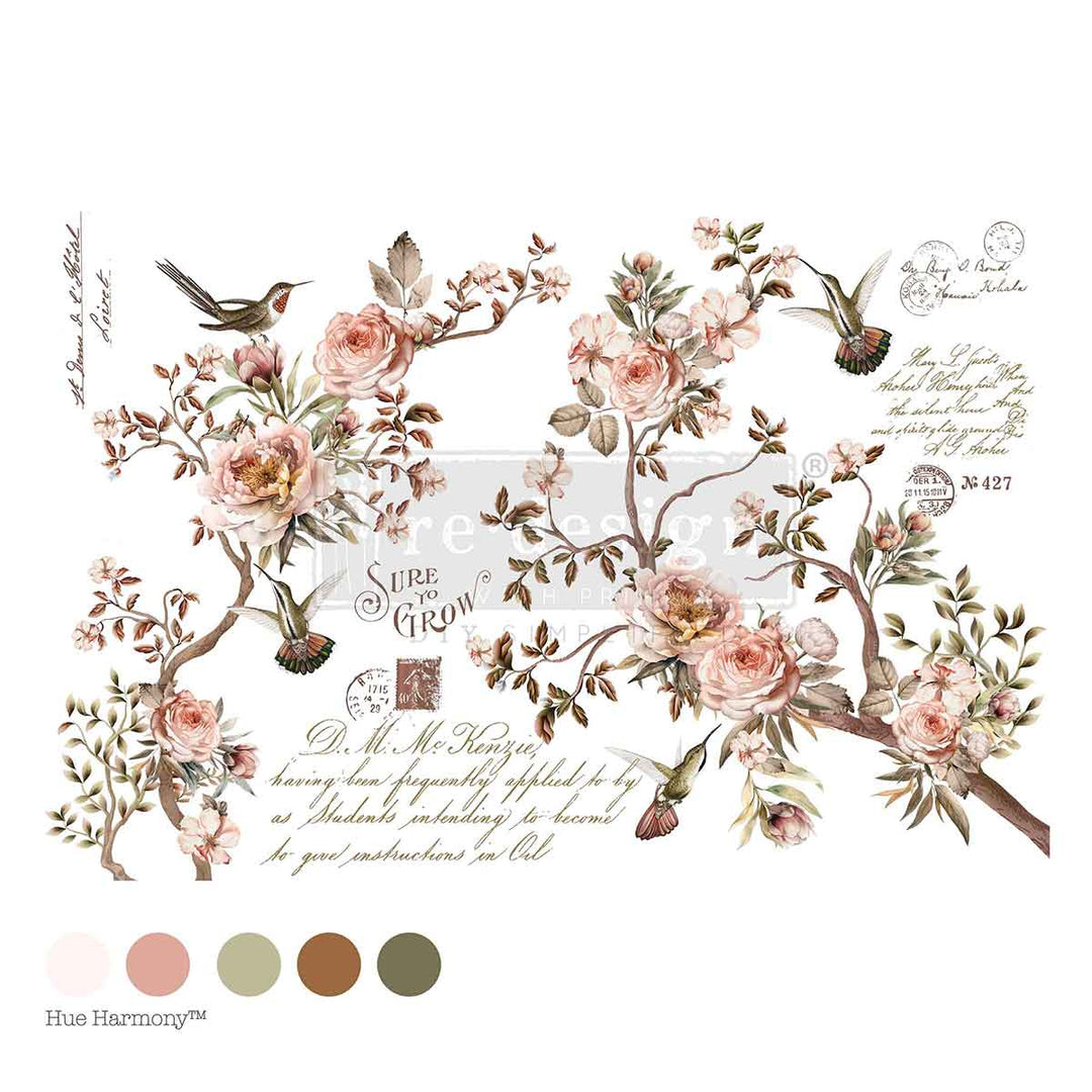 NEW! Redesign Transfer - BLOSSOM TWEET (60.96cm x 88.9cm) - Rustic Farmhouse Charm