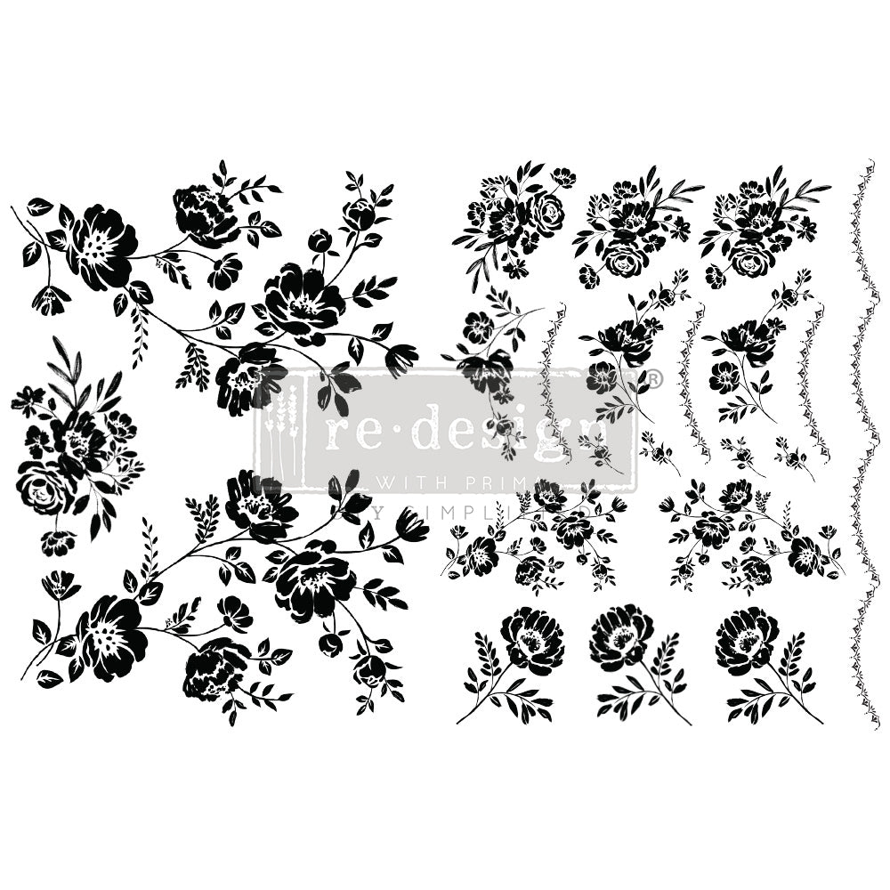 Redesign H20 Transfer - BLOSSOMY (2 sheets, each 21.59cm x 27.94cm) - Rustic Farmhouse Charm