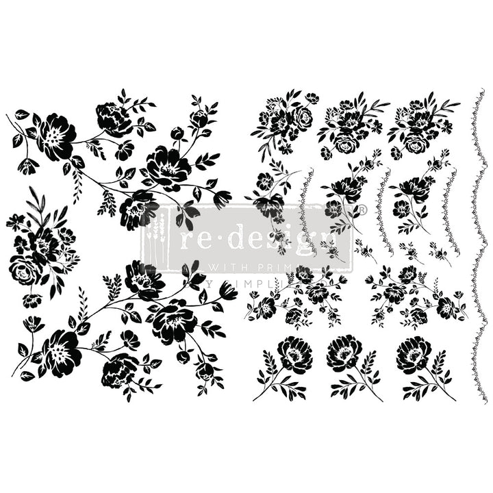 Redesign H20 Transfer - BLOSSOMY (2 sheets, each 21.59cm x 27.94cm) - Rustic Farmhouse Charm