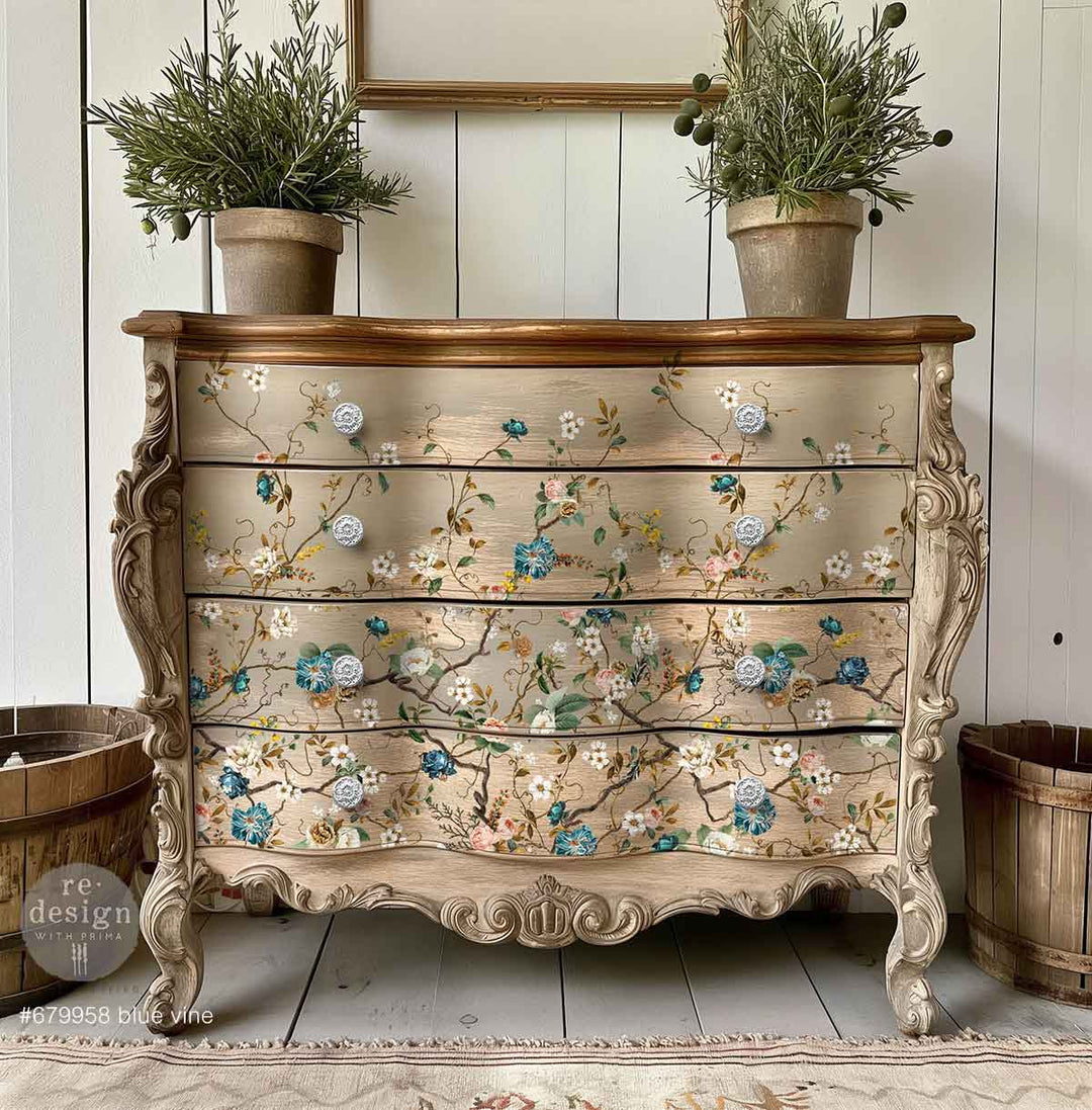 NEW! Redesign Transfer - BLUE VINE (60.96cm x 88.9cm) - Rustic Farmhouse Charm