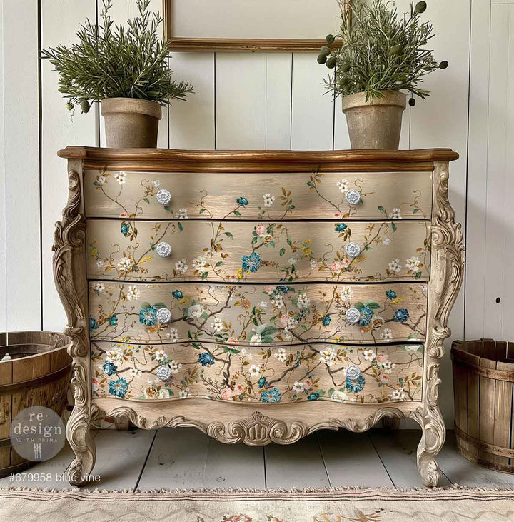 NEW! Redesign Transfer - BLUE VINE (60.96cm x 88.9cm) - Rustic Farmhouse Charm