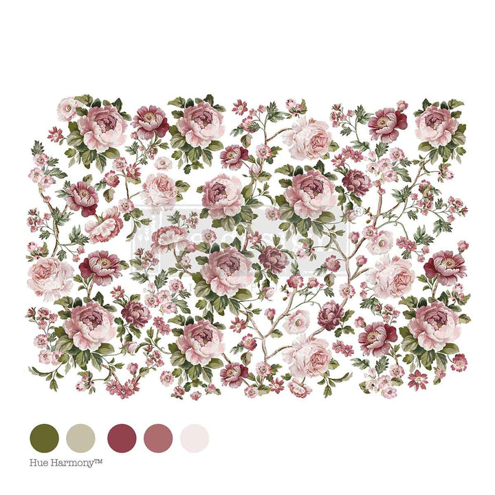 NEW! Redesign Transfer - BLUSHING BLOOMS SYMPHONY by Kacha (60.96cm x 88.9cm) - Rustic Farmhouse Charm