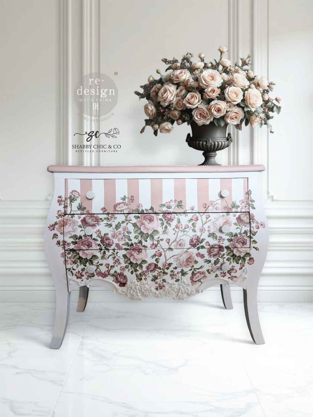 NEW! Redesign Transfer - BLUSHING BLOOMS SYMPHONY by Kacha (60.96cm x 88.9cm) - Rustic Farmhouse Charm