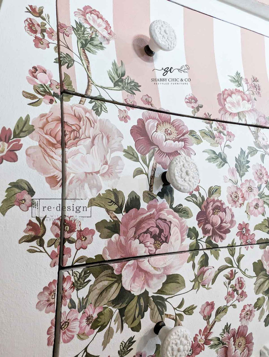 NEW! Redesign Transfer - BLUSHING BLOOMS SYMPHONY by Kacha (60.96cm x 88.9cm) - Rustic Farmhouse Charm