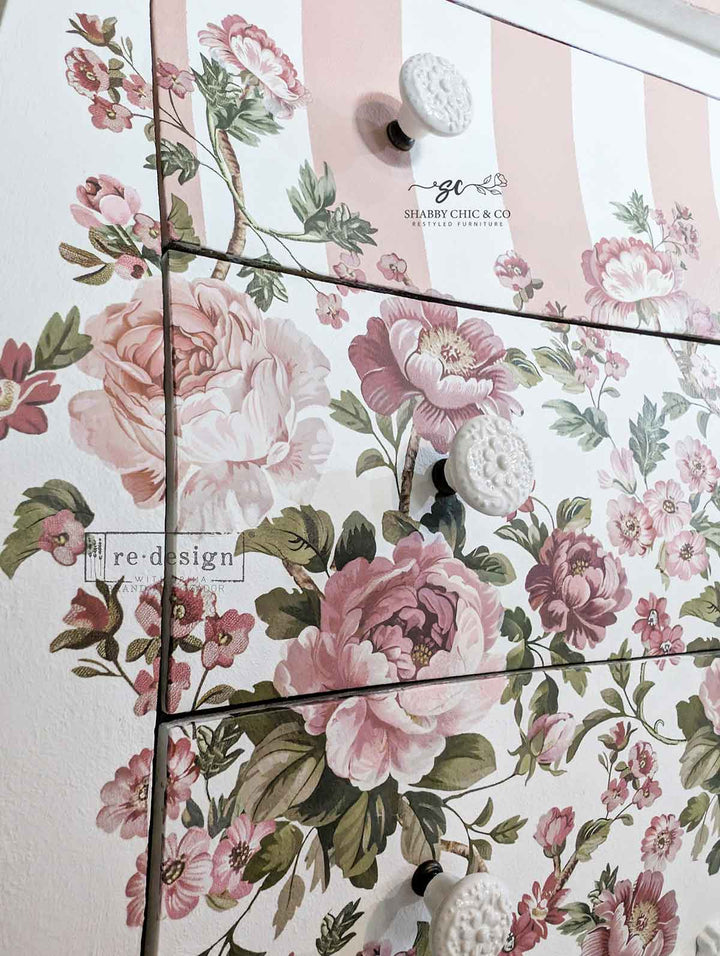NEW! Redesign Transfer - BLUSHING BLOOMS SYMPHONY by Kacha (60.96cm x 88.9cm) - Rustic Farmhouse Charm