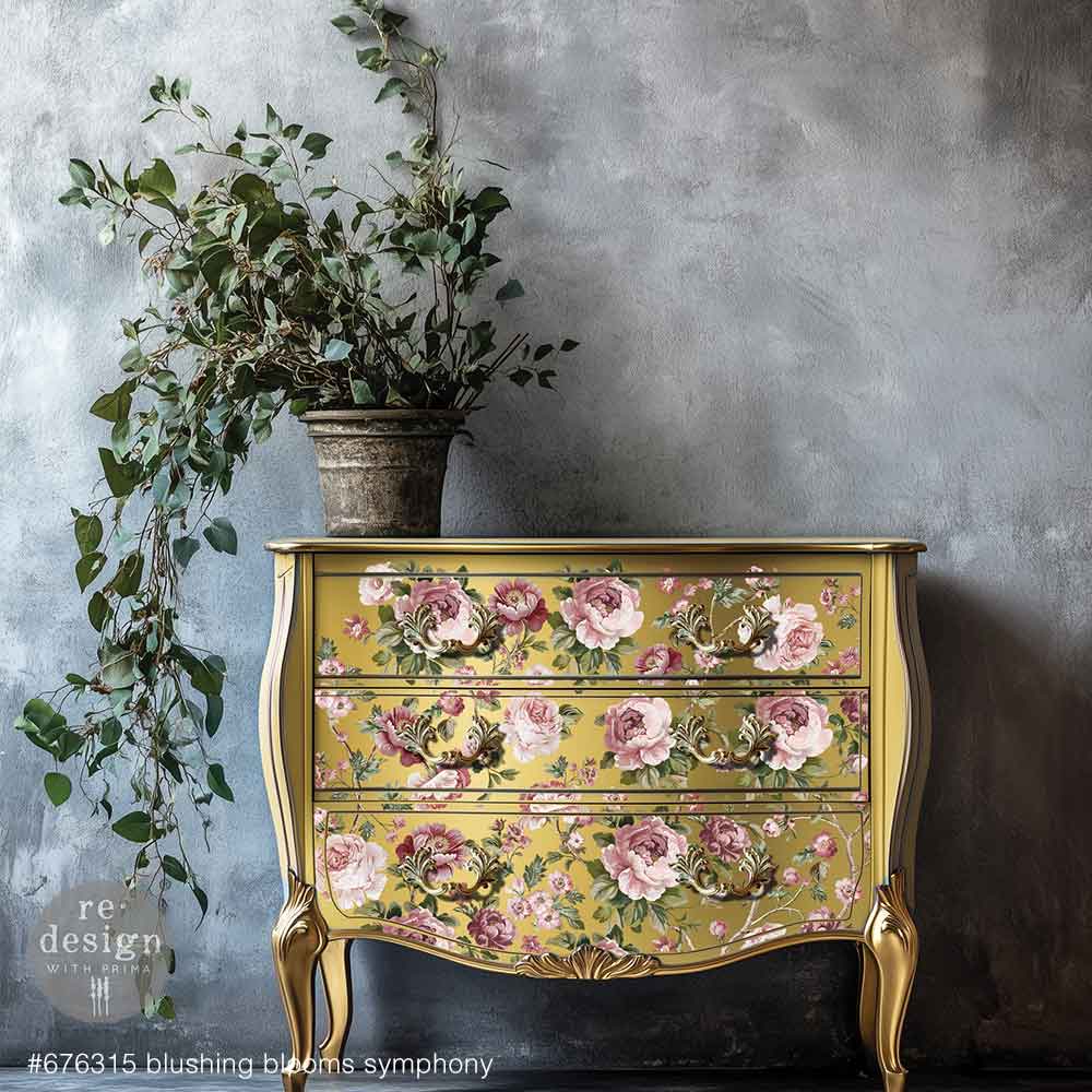 NEW! Redesign Transfer - BLUSHING BLOOMS SYMPHONY by Kacha (60.96cm x 88.9cm) - Rustic Farmhouse Charm
