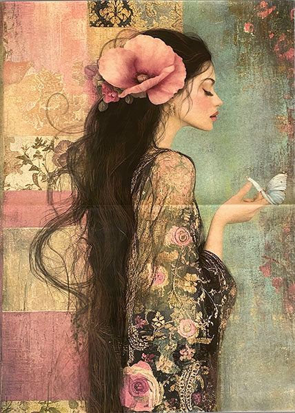 Decoupage Tissue Paper - Bohemian Beauty with Butterfly (53.34cm x 73.66cm)
