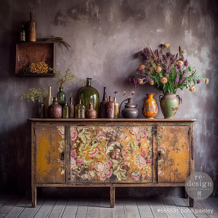NEW! Redesign Transfer - BOHO PAISLEY (88.9cm x 60.96cm) - Rustic Farmhouse Charm