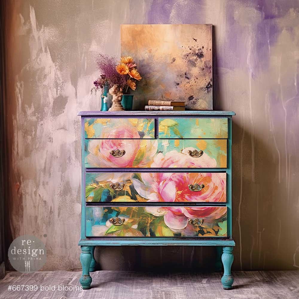NEW! BOLD BLOOMS Redesign A1 Decoupage Fibre Paper (59.44cm x 84.07cm) - Rustic Farmhouse Charm