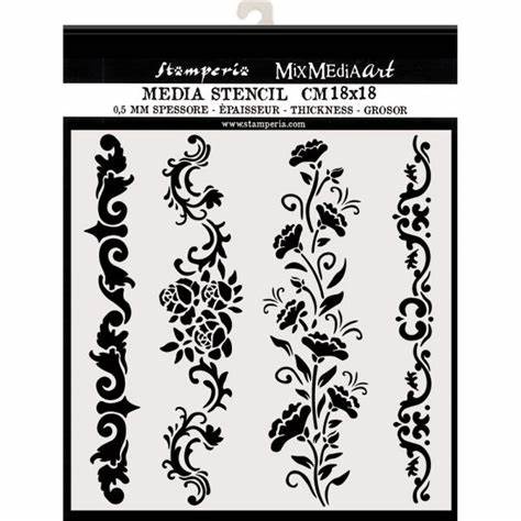 BORDERS Stencil by Stamperia (18cm x 18cm) - Rustic Farmhouse Charm