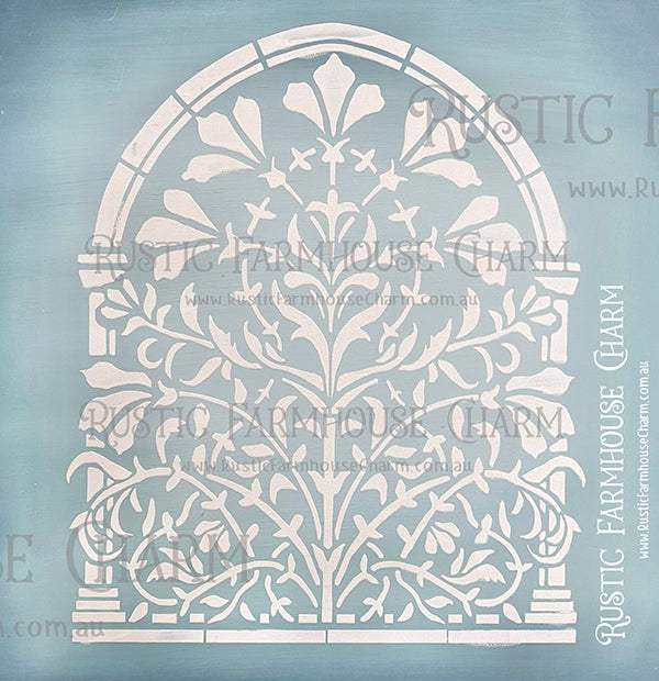 BOTANICAL ARCHWAY Designer Stencil by Rustic Farmhouse Charm - Rustic Farmhouse Charm