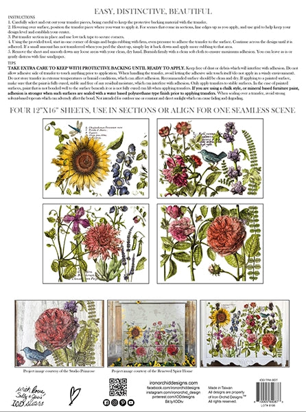 BOTANIST'S JOURNAL Transfer Pad by IOD (set of four 12"x16" sheets) - Rustic Farmhouse Charm