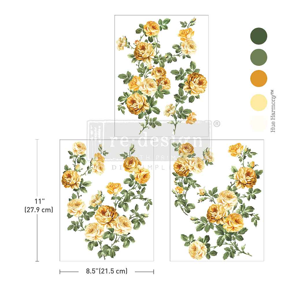 NEW! Redesign Middy Transfer - BOUQUET DE PROVENCE (3 sheets, each 21.59cm x 27.94cm) - Rustic Farmhouse Charm