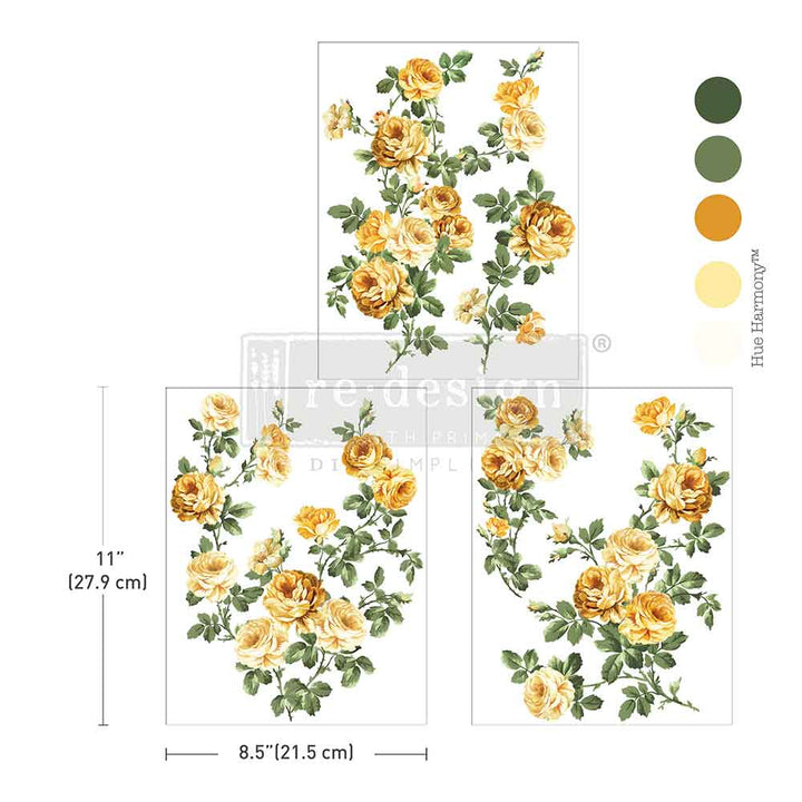 NEW! Redesign Middy Transfer - BOUQUET DE PROVENCE (3 sheets, each 21.59cm x 27.94cm) - Rustic Farmhouse Charm