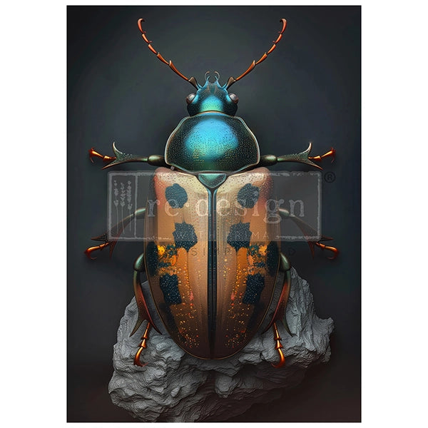 Redesign A1 Decoupage Fibre Paper - BRASS SCARAB (59.44cm x 84.07cm) - Rustic Farmhouse Charm