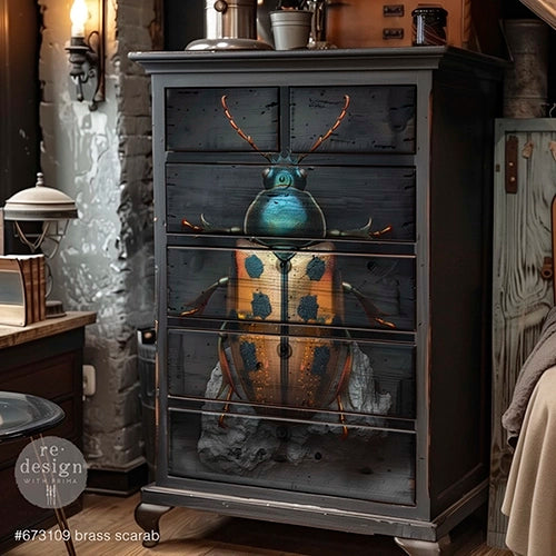 Redesign A1 Decoupage Fibre Paper - BRASS SCARAB (59.44cm x 84.07cm) - Rustic Farmhouse Charm