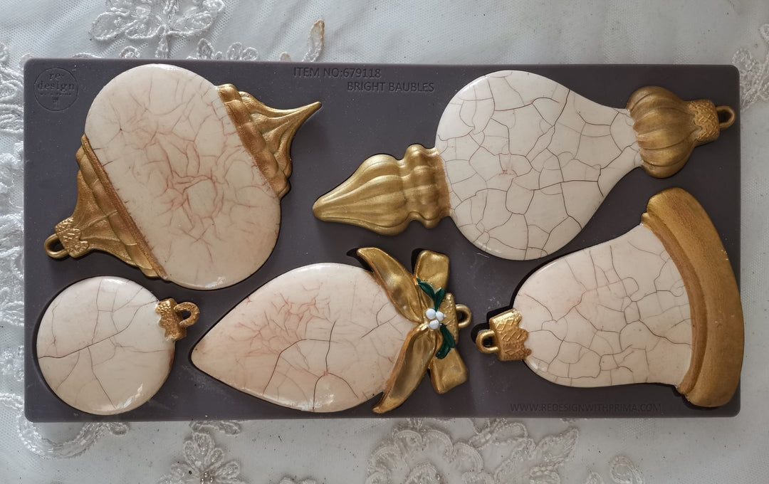 NEW! Redesign Mould - BRIGHT BAUBLES (5" x 10") - Rustic Farmhouse Charm