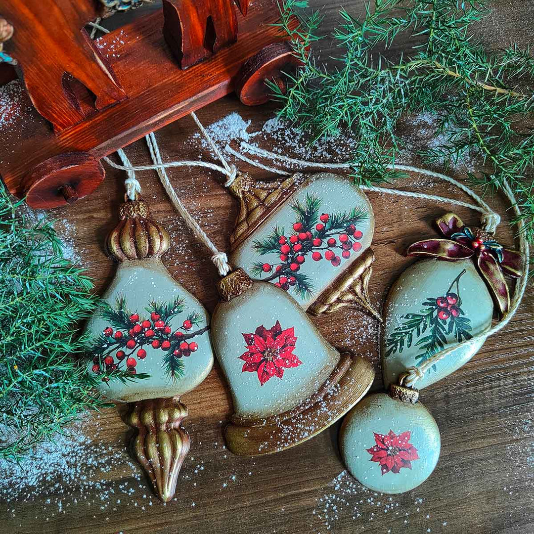 NEW! Redesign Mould - BRIGHT BAUBLES (5" x 10") - Rustic Farmhouse Charm