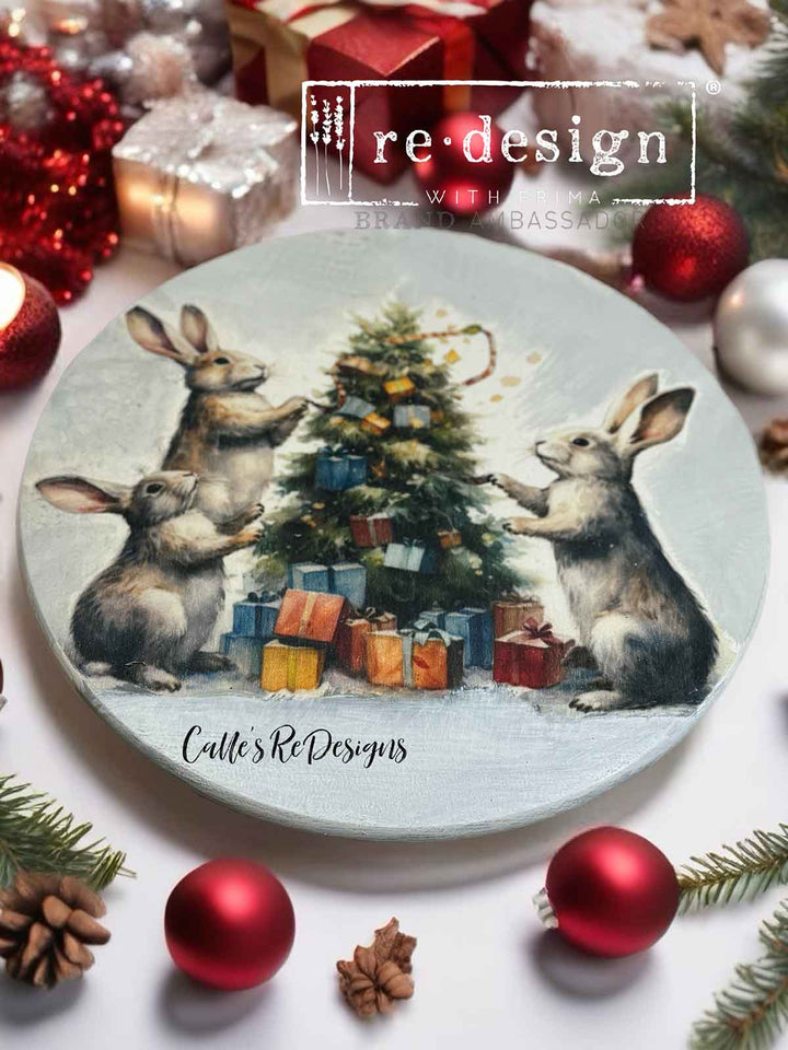 NEW! Redesign A3 Decoupage Fibre Paper Pack of 3 - BUNNY WONDERLAND (29.7cm x 41.9cm) - Rustic Farmhouse Charm