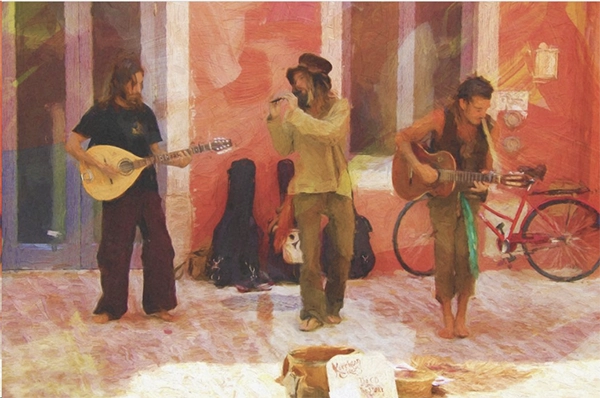 Decoupage Tissue Paper - Buskers on the Street (50.8cm x 76.2cm) - Rustic Farmhouse Charm
