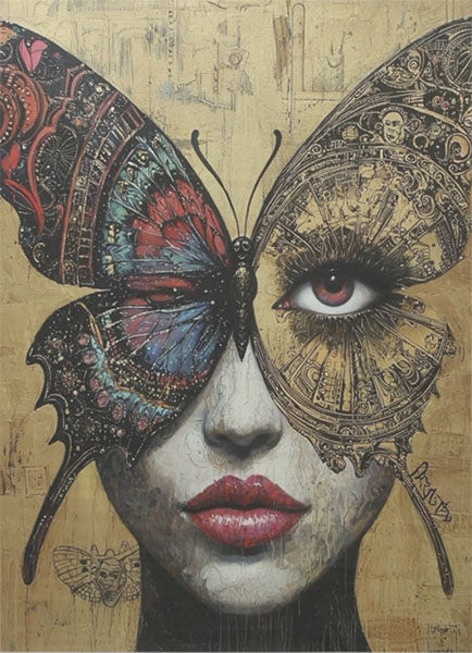 Decoupage Tissue Paper - Butterfly Face Lady (53.34cm x 73.66cm) - Rustic Farmhouse Charm