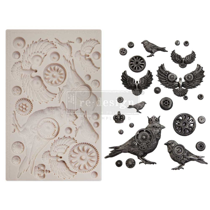 NEW! CLOCKWORK SPARROWS Mould by Finnabair - Rustic Farmhouse Charm