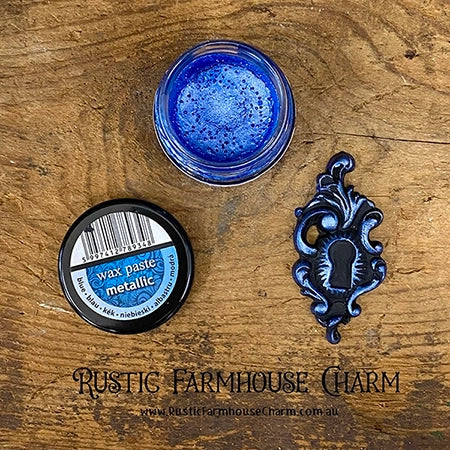 METALLIC BLUE Coloured Wax Paste by Pentart 20ml - Rustic Farmhouse Charm