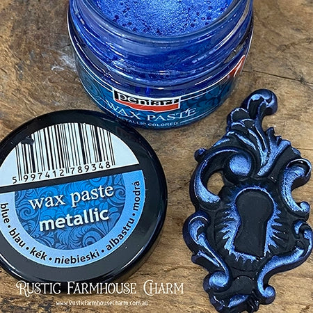 METALLIC BLUE Coloured Wax Paste by Pentart 20ml - Rustic Farmhouse Charm