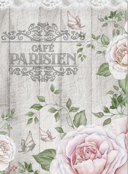 Decoupage Tissue Paper - Cafe Parisien Roses (43.18cm x 58.42cm) - Rustic Farmhouse Charm